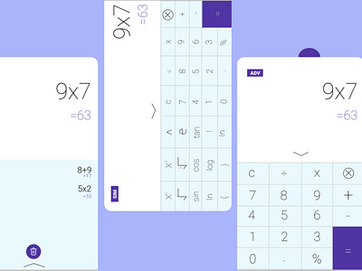 Calculator app calculator home screen purple ui