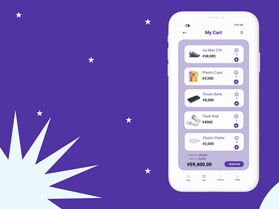 Shopping cart design purple shopping shopping app ui