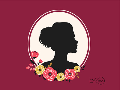 Silhouette of woman adobe illustrator art design flat flower illustration illustration postcard roses silhouette vector vectorart woman woman illustration women in illustration