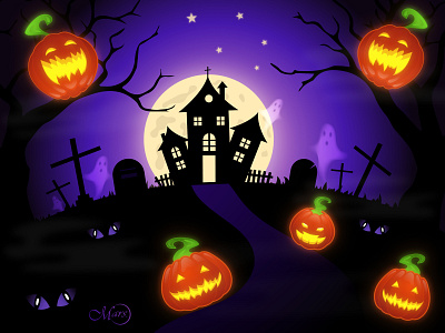 Halloween adobe illustrator art design graphic design halloween halloweenillustration illustration postcard vector vectorart