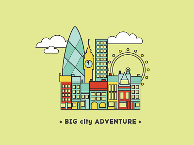 Big City Infographic Detail big ben city cityscape cloud gherkin houses illustration london london eye vector