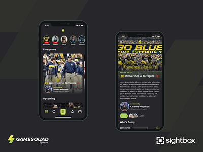 Game Squad by Sightbox ios mobile sports ui ux