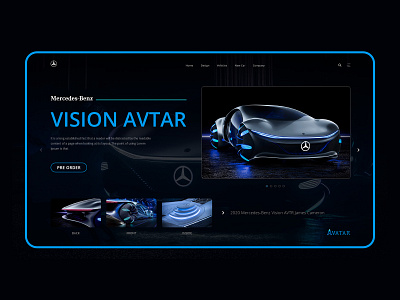 Mercedes Benz AVTR Dark Landing Page Design in Adobe XD design graphic design landing page mercedecs ui ux website