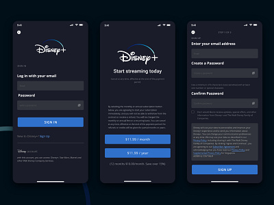 Disney Plus App Log In Sign up sign in screen design adobe xd app design apps branding design disney graphic design illustration landing page log in screen logo plus sign in screen sign up screen ui website