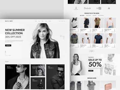 Fashion ecommerce Black and White Website Design app design apps branding design ecommerce home page ecommerce website fashion design fashion website design graphic design home page illustration landing page logo men ui ui ux design ux design website woman design