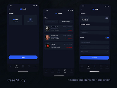 Finance & Banking Application Dark Mode UI/UX Case Study Design