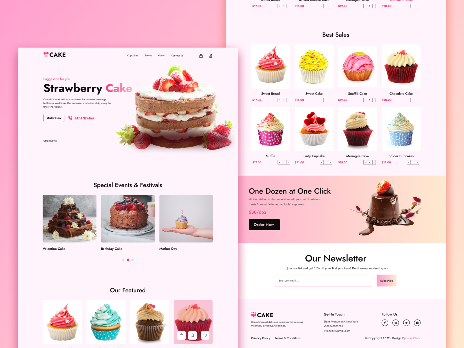 Strawberry Cake Website Landing Page Design by Istie Iftear on Dribbble