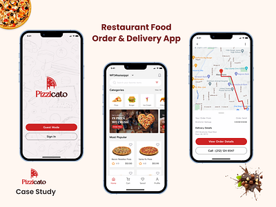 Food Order & Delivery App - UX\UI Case Study app design apps branding delivery app delivery app home design food app food app screen food delivery app graphic design home screen landing page logo mobile appliation oder screen payment screen rastaurant app tracking screen ui website