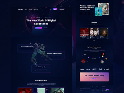 Crypto/NFTs buy Sell SuperRare UI Landinge Redesign 3d animation app design apps branding crypto crypto landing page crypto website design graphic design landing page logo motion graphics nft nft landing page nft website nfts nfts landing page ui website