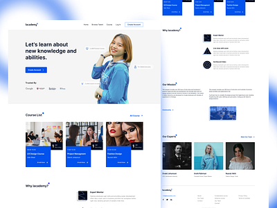 Education Academy Learning Landing page Design UI Course website