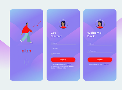 Sign up and sign in pages activity app app design illustration landingpage logo sign in signup ui uidesign uiux vector webdesign