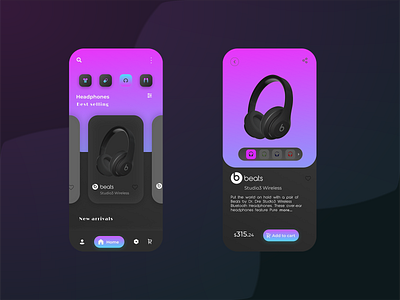 3D Headphones UI Mobile App Interaction