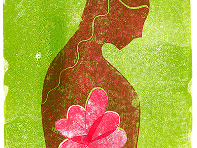 Bloom art colorful conceptual flower healing illustration ink print rose texture woman woodblock