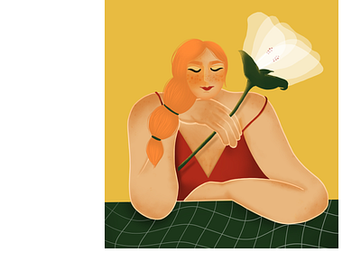 A lady and her flower art artist artwork branding design illustration logo minimal procreate ui