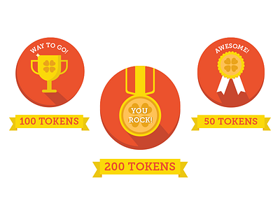 Winning Medallions animation app design game notification player spotlight tokens vector web win