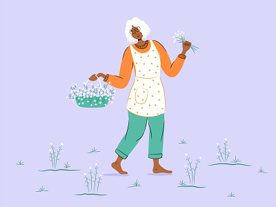 Flowers art basket of flowers character character art character concept character design character illustration design flat floral flower illustration flowers girl character graphic design illustration illustrator pastel colors vector white hair winter