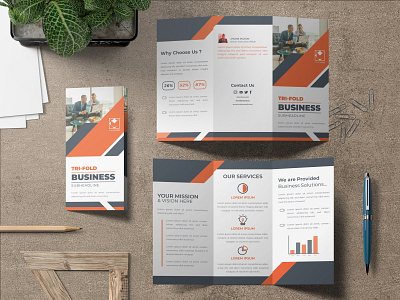 Tri-fold brochure Vector agency brochure business company corporate creative fold identity marketing template tri trifold