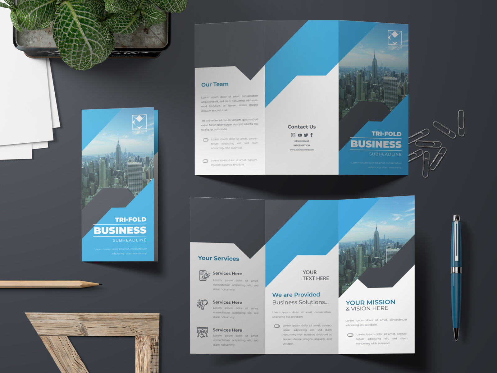 trifold brochure template by Nasir Uddin on Dribbble