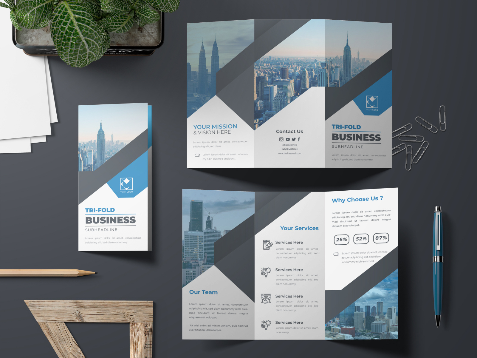 trifold brochure template by Nasir Uddin on Dribbble