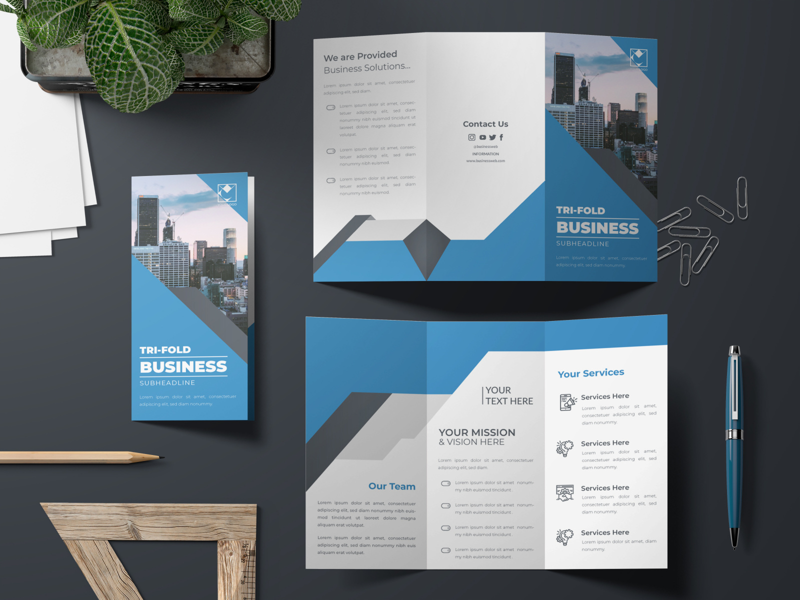 Tri-fold brochure template by Nasir Uddin on Dribbble