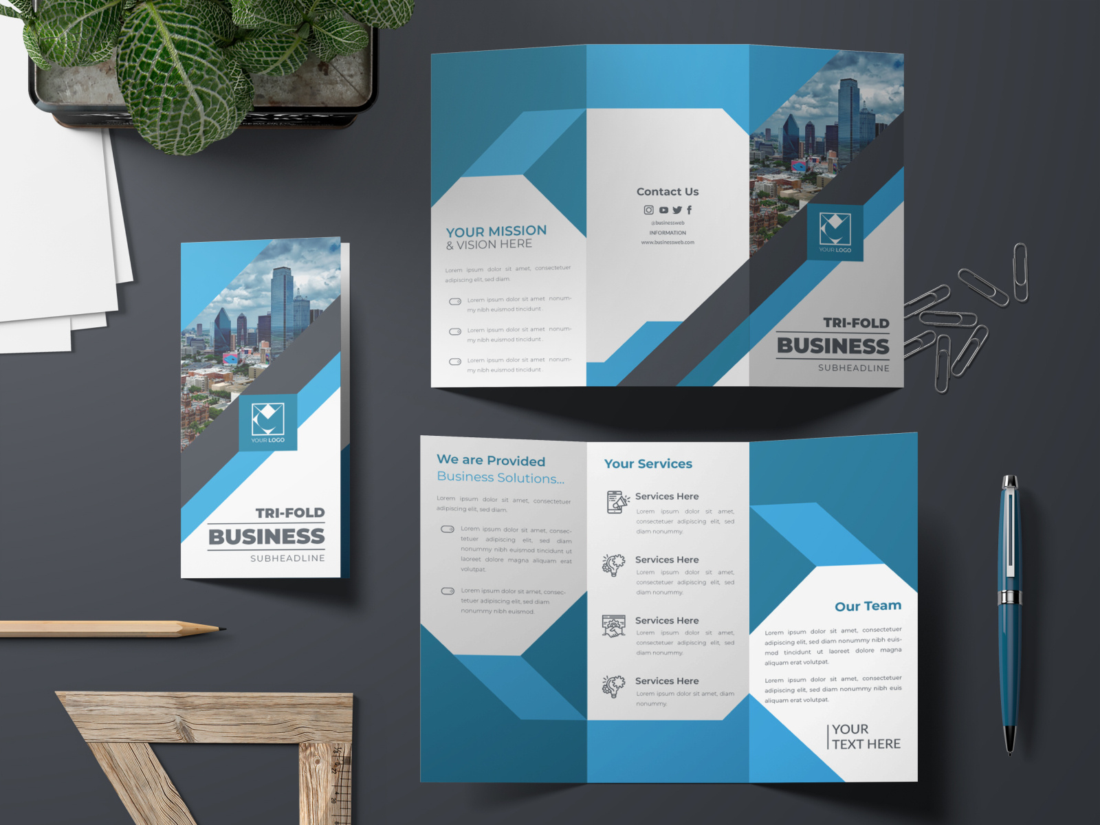 Tri-fold brochure template by Nasir Uddin on Dribbble