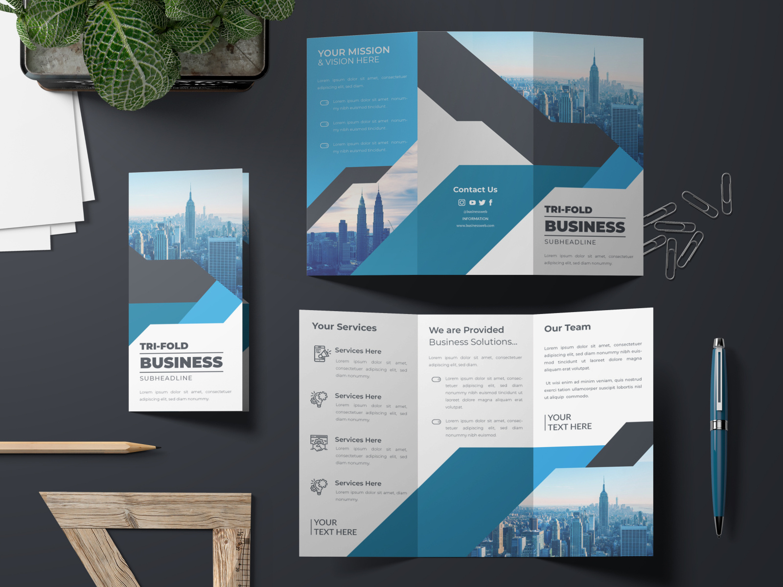 Tri-fold brochure template by Nasir Uddin on Dribbble