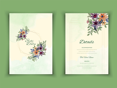 Elegant wedding invitation cards template abstract card decoration design elegant floral flower frame illustration invitation leaf luxury ornament pattern set template vector vintage watercolor wedding