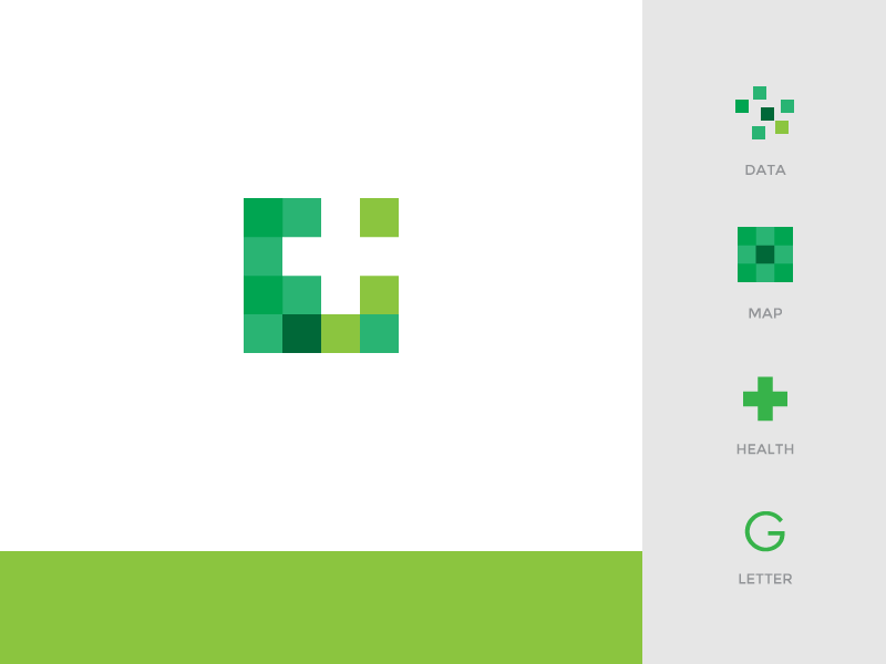 Location & Health identity brand logo green health medical data map letterform