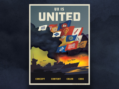 UX is United - Fight For UX Poster 1940s poster propaganda retro typography ux vintage war ww2