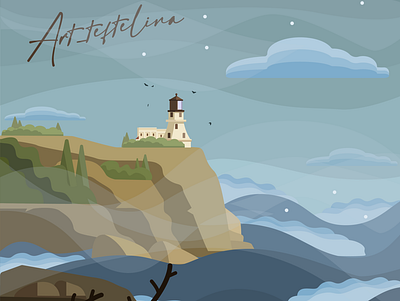 The Lighthouse design illustration vector волны маяк море пейзаж