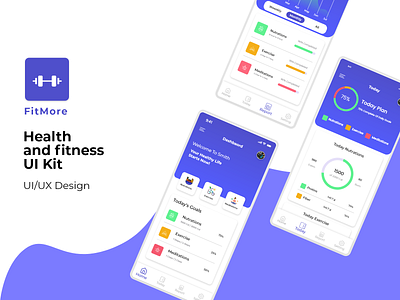 fitmore Health & Fitness App adobe xd android design fitness app flutter healthapp ios mobile app ui ui ux uidesign