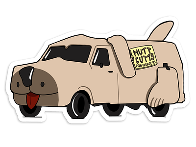 Mutt Cutts Laptop Sticker dumb and dumber mutt cutts sheep dog van