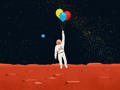 Space Balloons astronaut design digitalart drawing illustration space