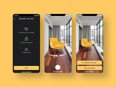 AR app feature app design augmented reality e commerce design furniture app ui ui design
