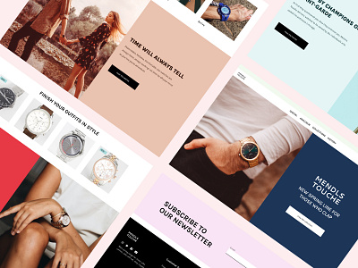 Mendls Touche - Watch Brand Website clean clothes color colors css grid design fashion fashion brand full page grid minimalist newsletter product view rolex style ui watches