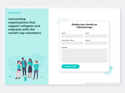 Sign Up Form | Volunteeringo.com charity clean connect contact customers display form invite only login sign up sign up form sign up page sign up screen sign up ui signup travel users volunteer volunteers website