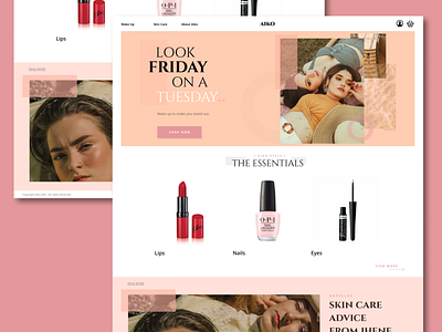 Aiko | Make Up Brand - Landing Page Concept articles button catagories eyeshadow fashion hero home page landing page make up nails pallette products see more shop shop now shopping skincare