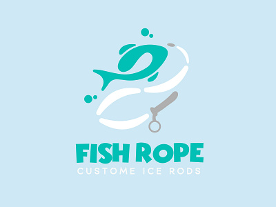 FISH ROPE_CUSTOME ICE RODS art branding flat graphic design icon illustration illustrator logodesign minimal typography vector