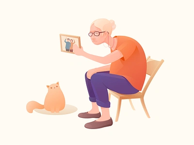 Missing cat colour design illustration illustrator lady love missing old old photos sketch ui ux