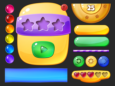 Gummy UI Elements design game gummy mobile photoshop ui unity yummy gummy