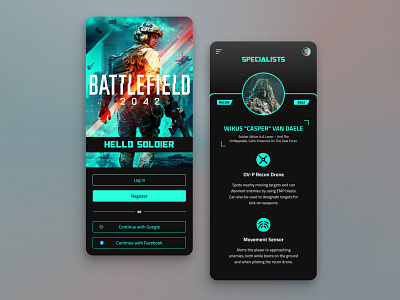 Battlefield 2042 app behance design game graphic design mobile ui ux