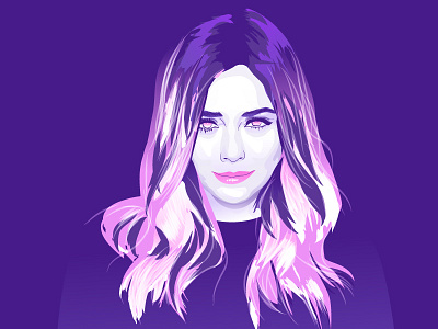 purpleWitch bold colors contrast design elizabeth girl graphic high illustration olsen portrait vector