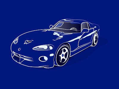 Viper blue car design dodge flat graphic illustration vector vectors viper
