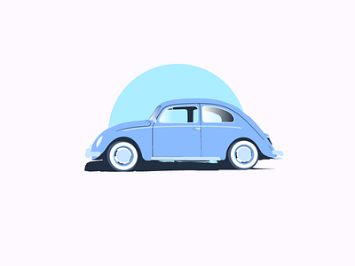 Blu Beetle car design illustration vectors vw