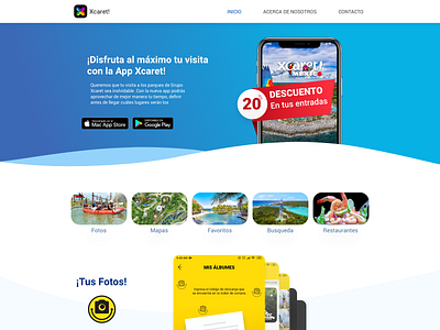 Landing concept for xcaret app app landing landing page design webdesign xd