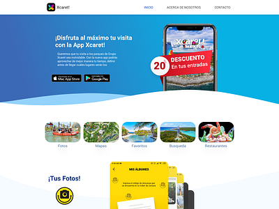 Landing concept for xcaret app