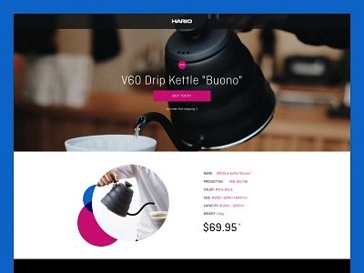 HARIO V60 Drip Kettle "Buono" Landing Page conversion design conversion rate optimization landing page landing page design melbourne ui melbourne ui designer