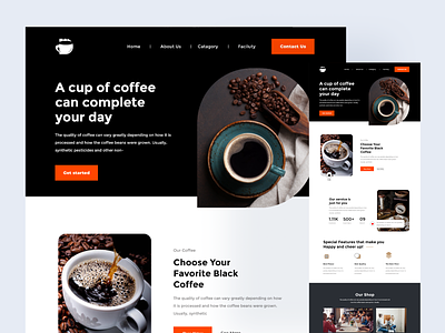 coffee & Café house aestethic brown cafe clean coffe coworking space design flat house landing page minimalism minimalist modern picture relax ui ux web website working space