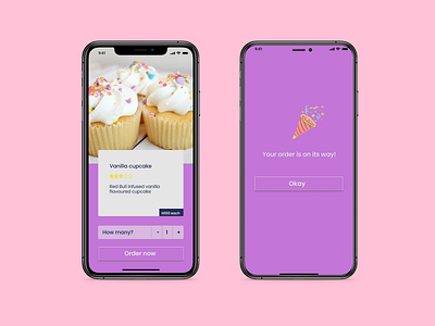 WakeCake cupcakes delivery app figma design food app mobile app mobile ui red bull student