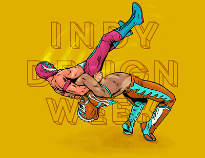 IDW Submission action illustration indydesignweek luchador procreate wrestling